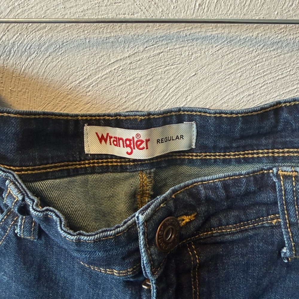 Wrangler Dark Wash Straight Leg Jeans 38x29 Vintage Y2K Dad Fit High Rise Denim - Picture 4 of 6